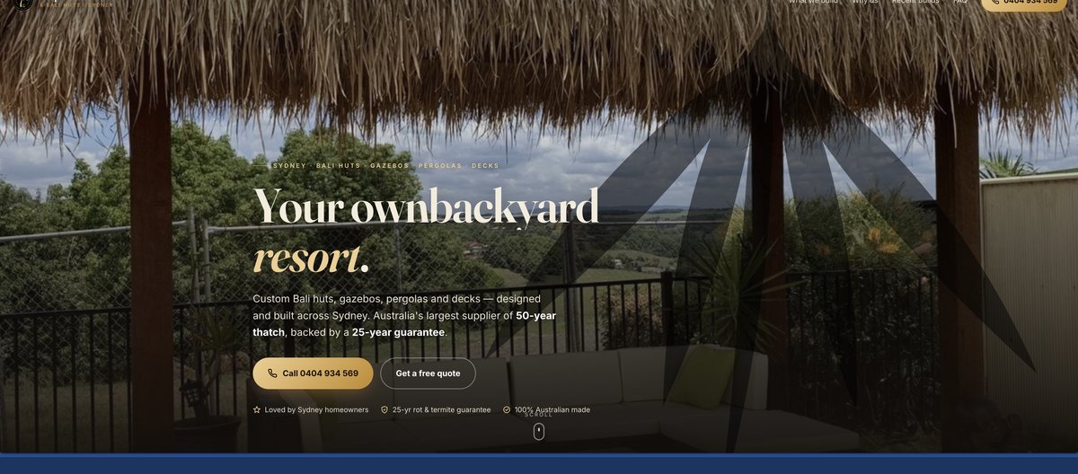 Tropical Gazebos and Bali Huts website